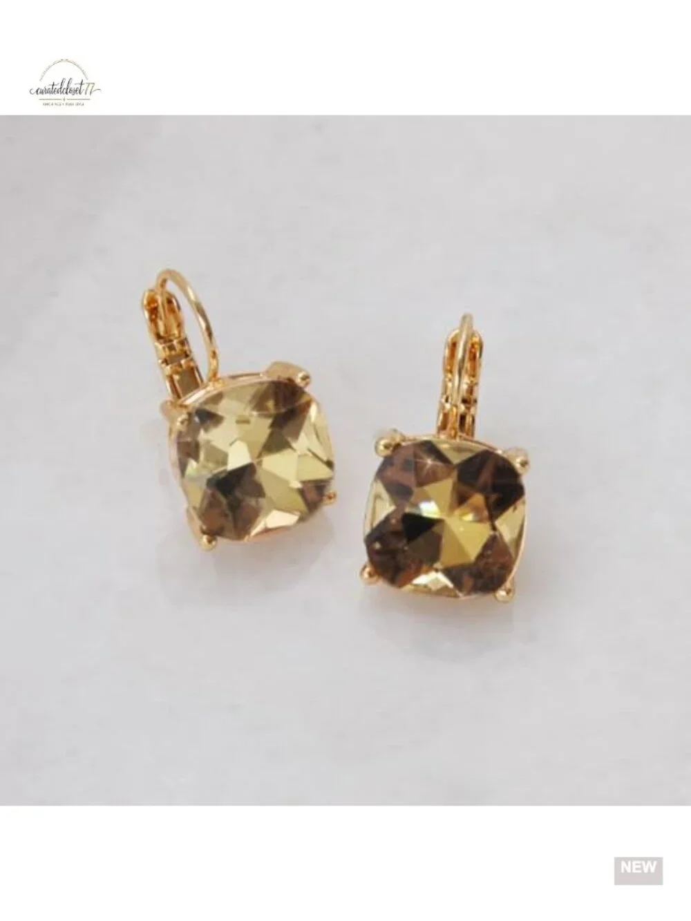 Sparkly Square Dangle Earrings - Leverback Glitter Statement Earrings for Women